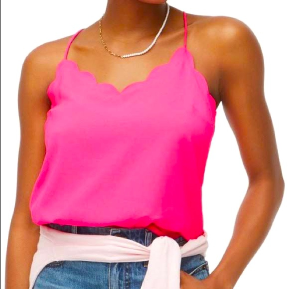 J.Crew Scalloped Cami Top (Hot Pink)